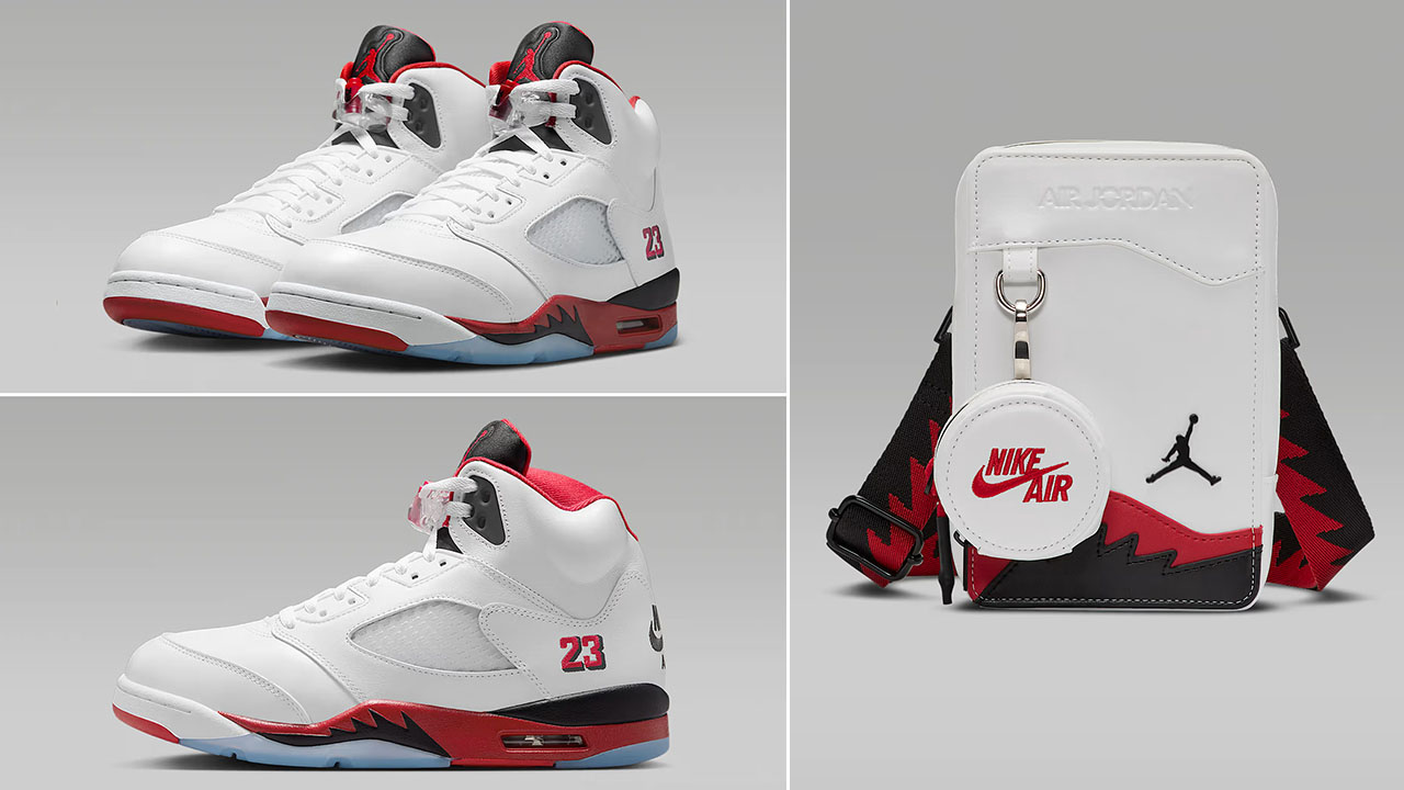 Air Jordan 5 Fire Red Black Tongue 2025 Crossbody Bag