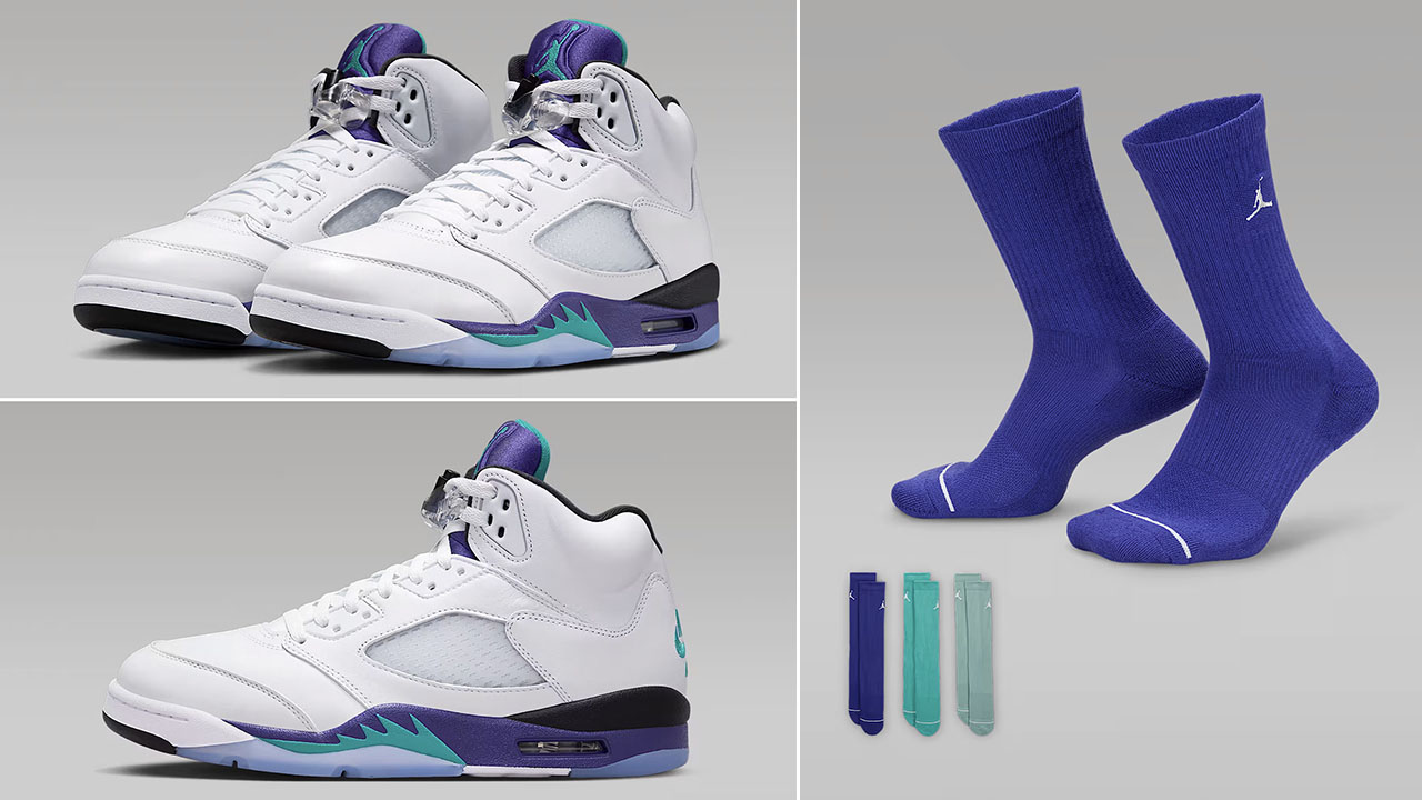 Air Jordan 5 Grape 2025 Crew Socks
