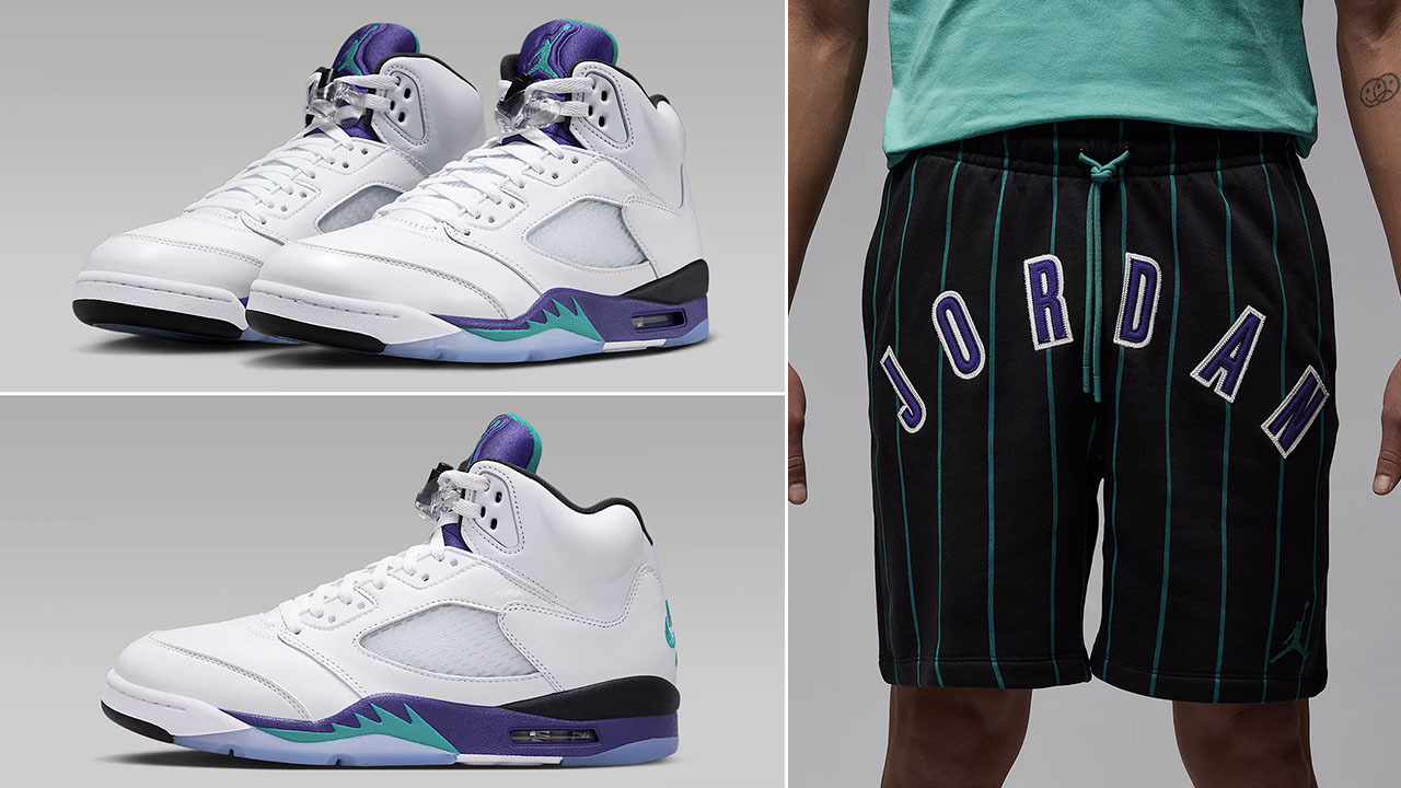 Air Jordan 5 Grape 2025 Sneakers x Jordan Brooklyn Fleece Shorts Outfit
