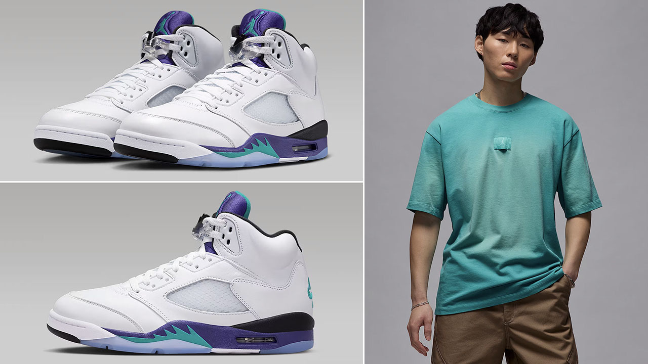 Air Jordan 5 Grape 2025 x Jordan Flight Essentials 85 Washed T Shirt