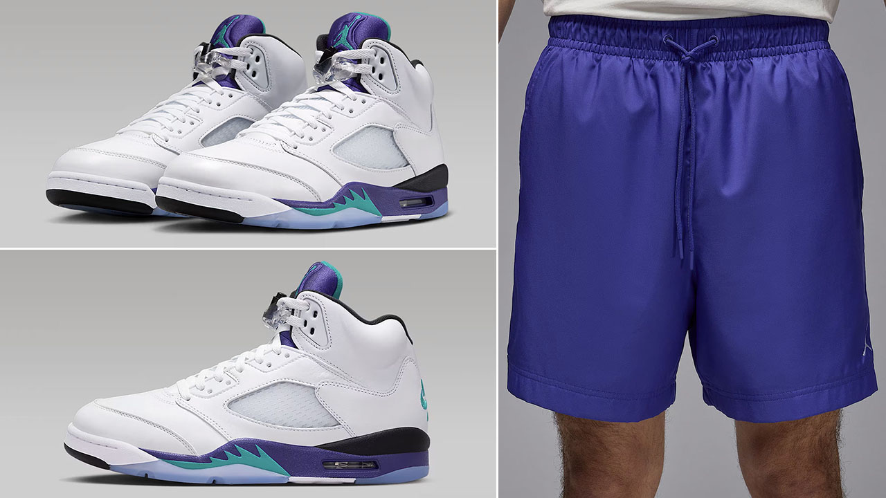 Air Jordan 5 Grape 2025 x Jordan Purple Poolside Shorts