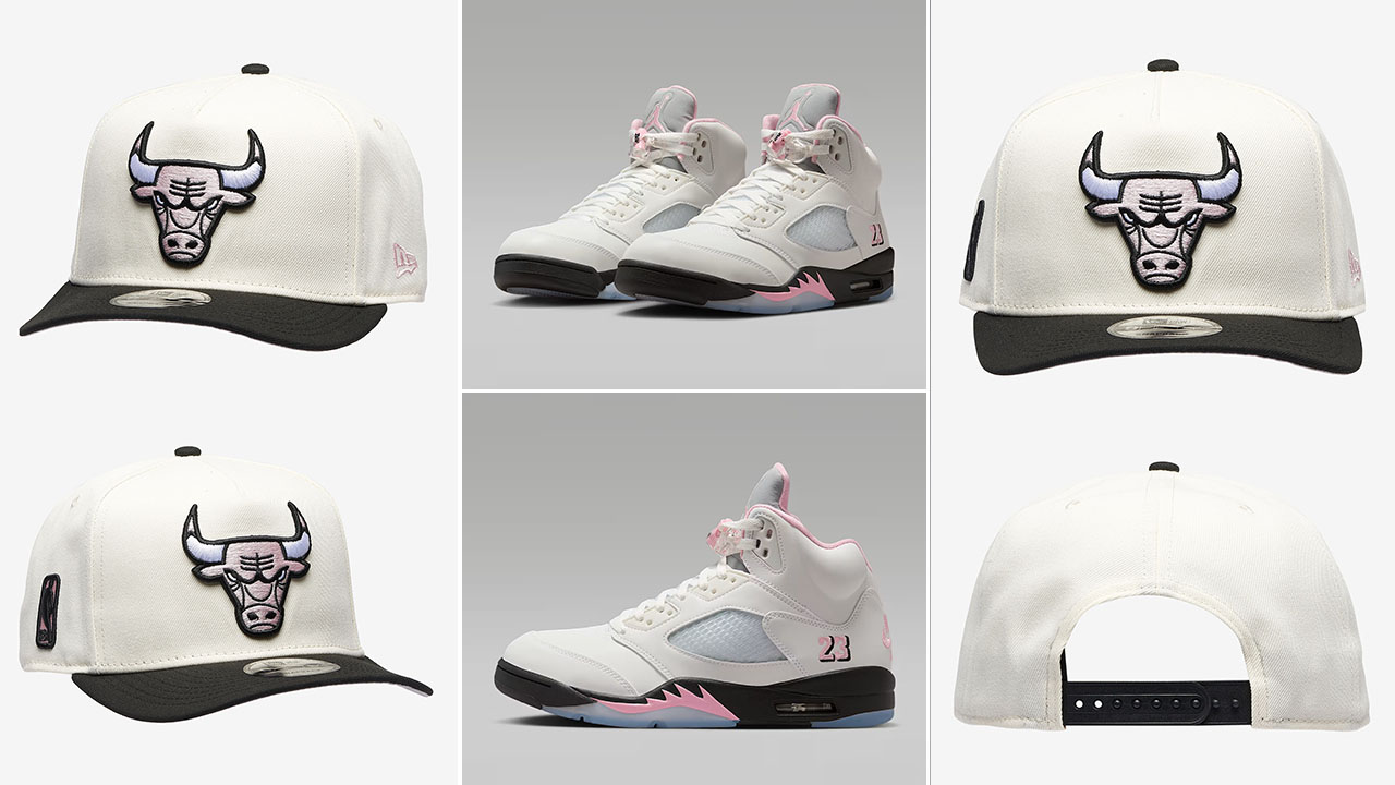 Air Jordan 5 Medium Soft Pink New Era Bulls Hat to Match Sneakers