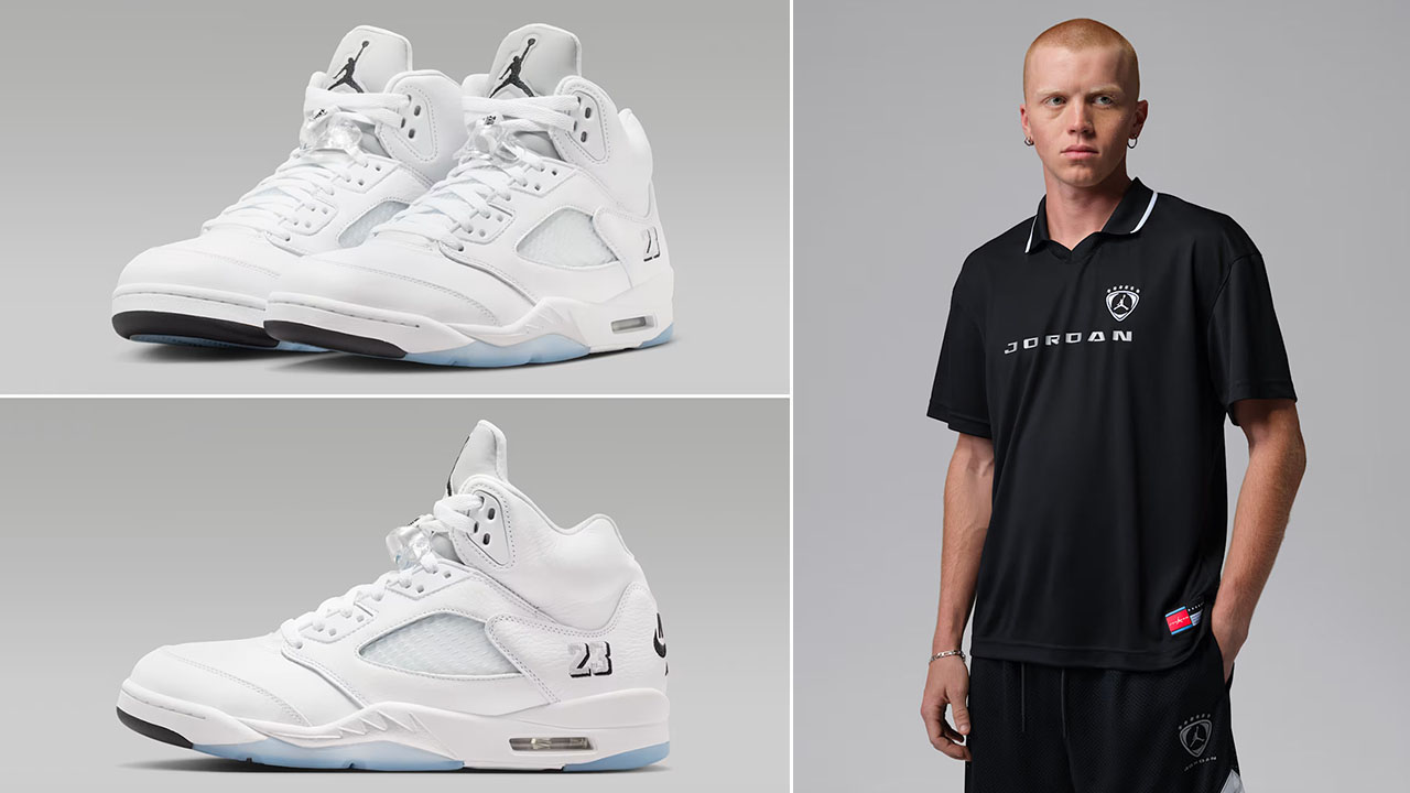 Air Jordan 5 White Metallic 2026 x Jordan Brooklyn Men's Soccer Top to Match Sneakers