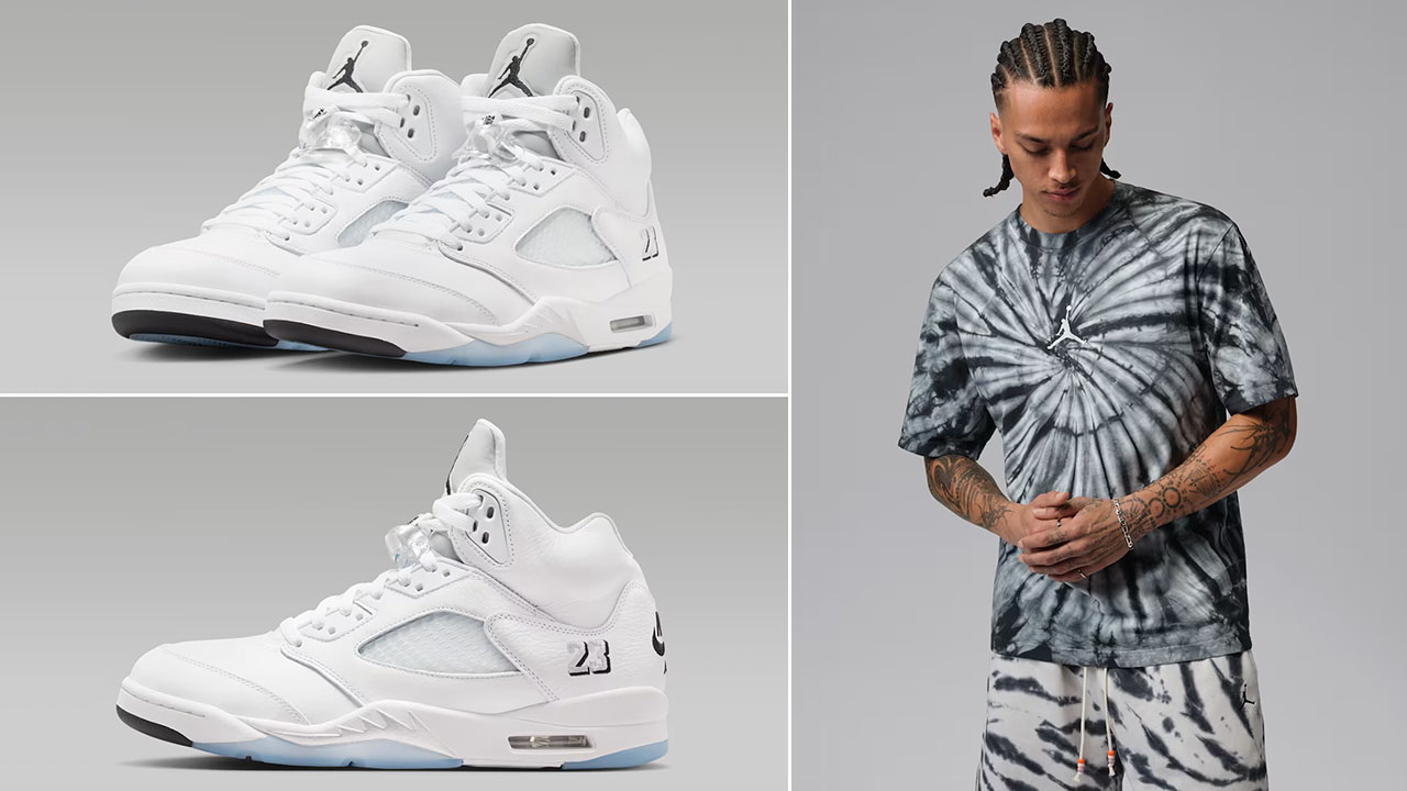 Air Jordan 5 White Metallic 2026 x Jordan Brooklyn Men's Tie-Dye Festival T-Shirt to Match Sneakers