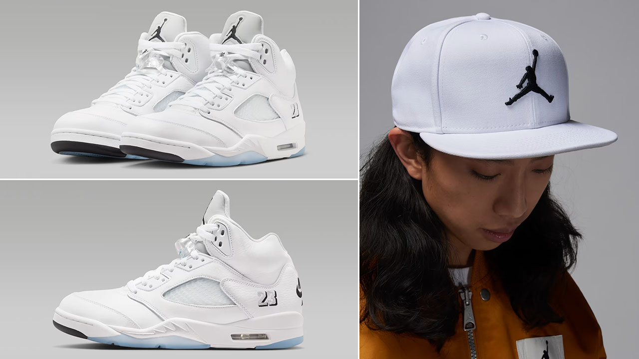 Air Jordan 5 White Metallic 2026 x Jordan Jumpman Pro Snapback Hat to Match Sneakers