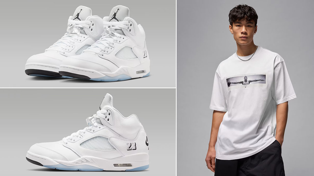 Air Jordan 5 White Metallic 2026 x Jordan Wings Graphic Men's T-Shirt to Match Sneakers