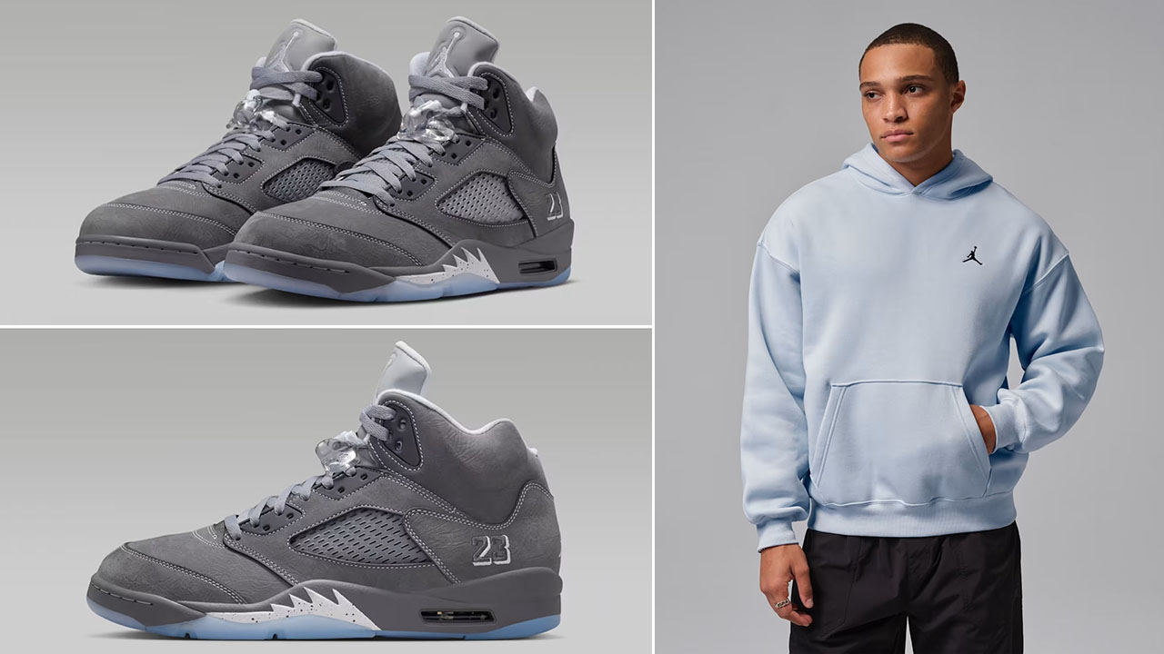 Air Jordan 5 Wolf Grey 2026 x Jordan Brooklyn Fleece Men's Oversized Pullover Hoodie