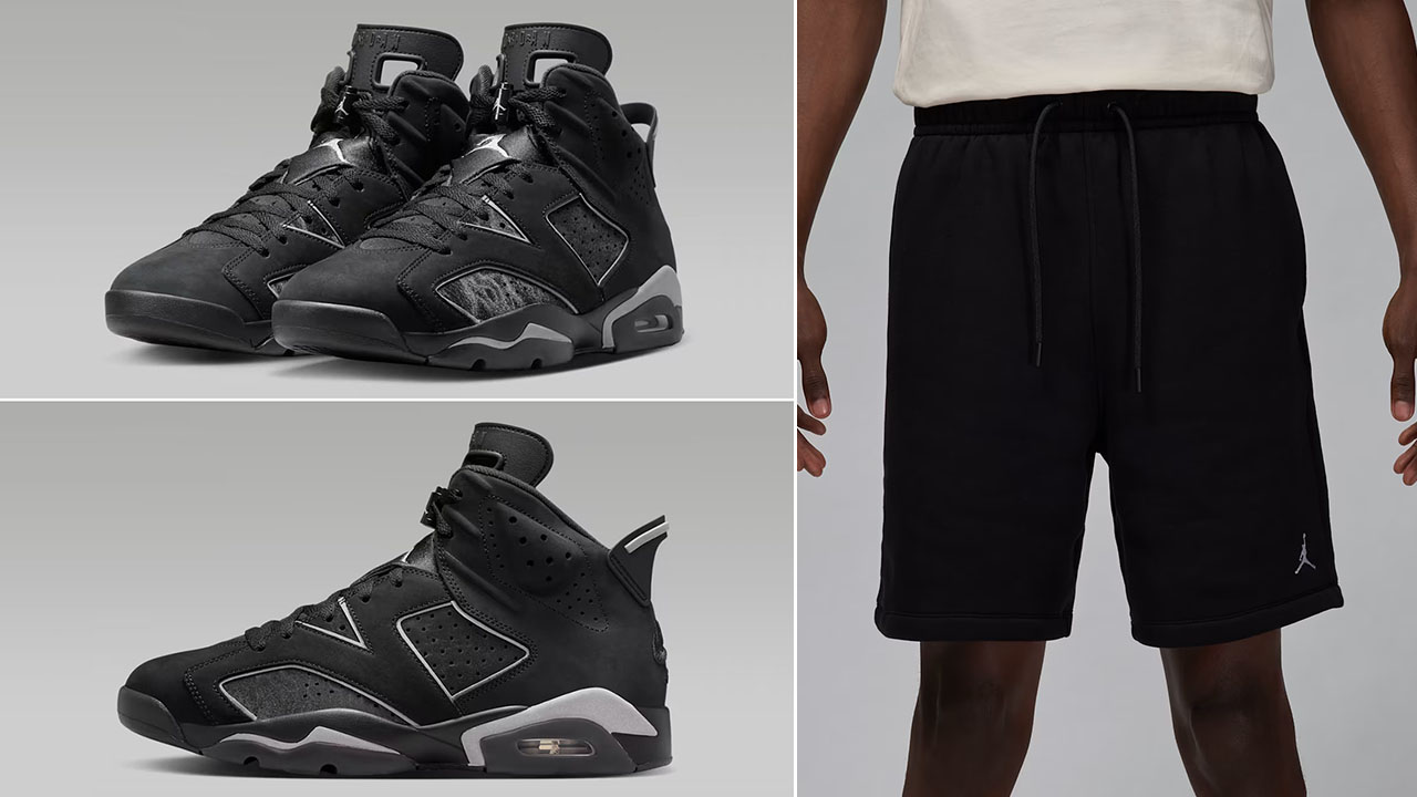 Air Jordan 6 Cap and Gown x Jordan Brooklyn Fleece Men's Black White Shorts