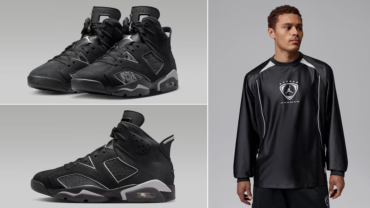 Air Jordan 6 Cap and Gown x Jordan Brooklyn Mens Long Sleeve Goalie Top to Match Sneakers