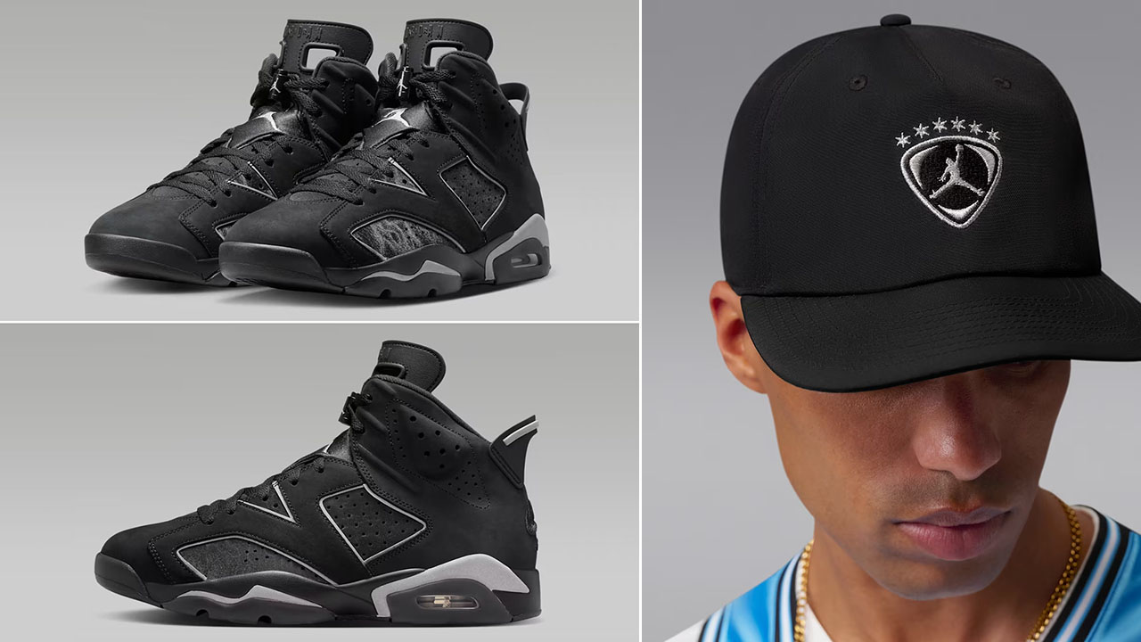 Air Jordan 6 Cap and Gown x Jordan Pro Black Silver Hat to Match Sneakers