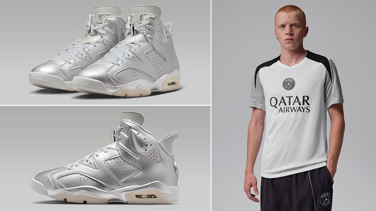 Air Jordan 6 Paris Saint Germain Metallic Silver x Paris Saint-Germain Night Edition Men’s Jordan Short-Sleeve Top