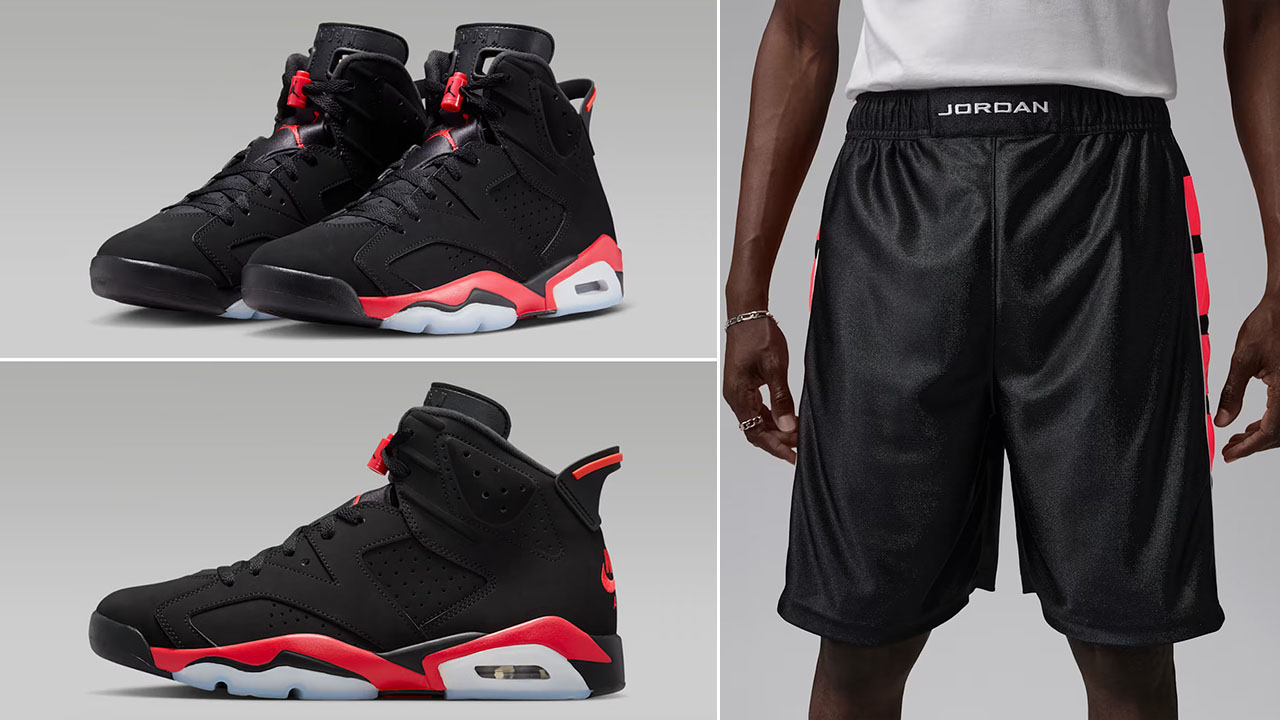 Air Jordan 6 Reverse Infrared Salesman x Jordan Brooklyn Cat Scratch Men's Shorts Black Infrared