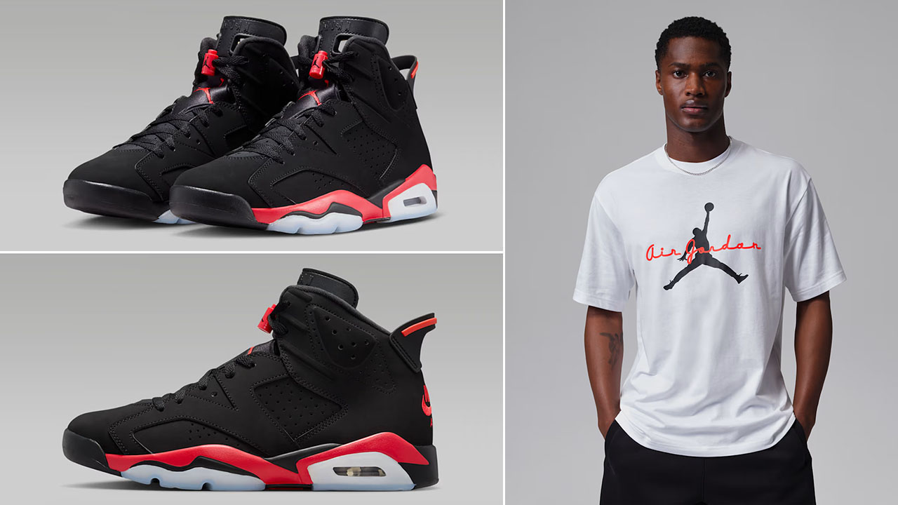 Air Jordan 6 Reverse Infrared Salesman x Jordan Brooklyn Men's Graphic T-Shirt White Black Infrared 23