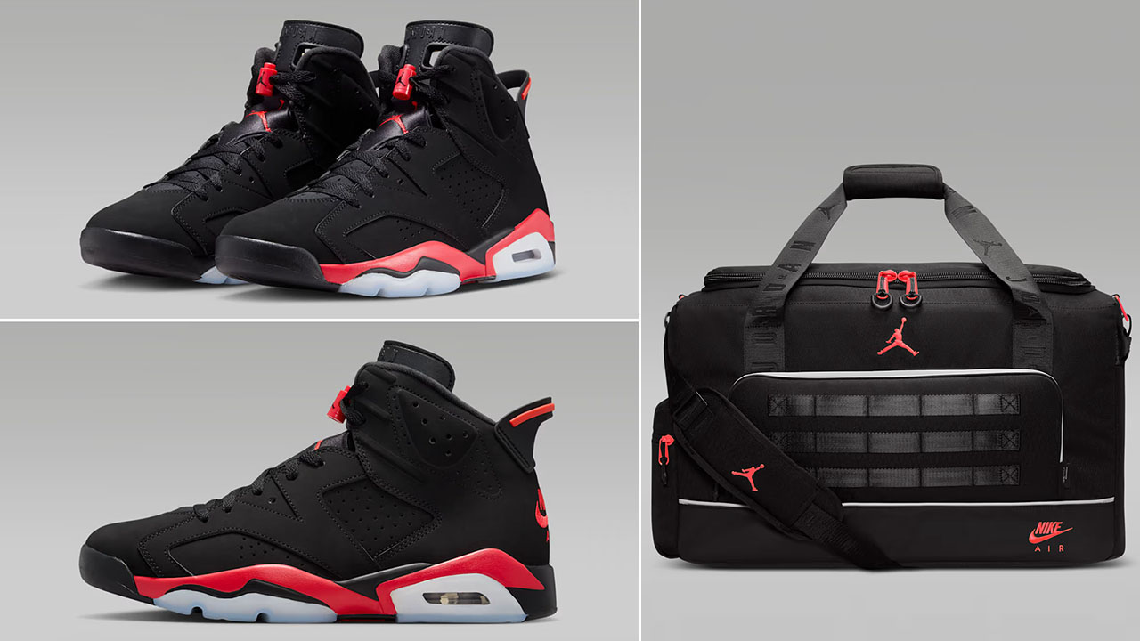 Air Jordan 6 Reverse Infrared Salesman x Jordan Collectors Duffel Bag 44L Black Infrared 23