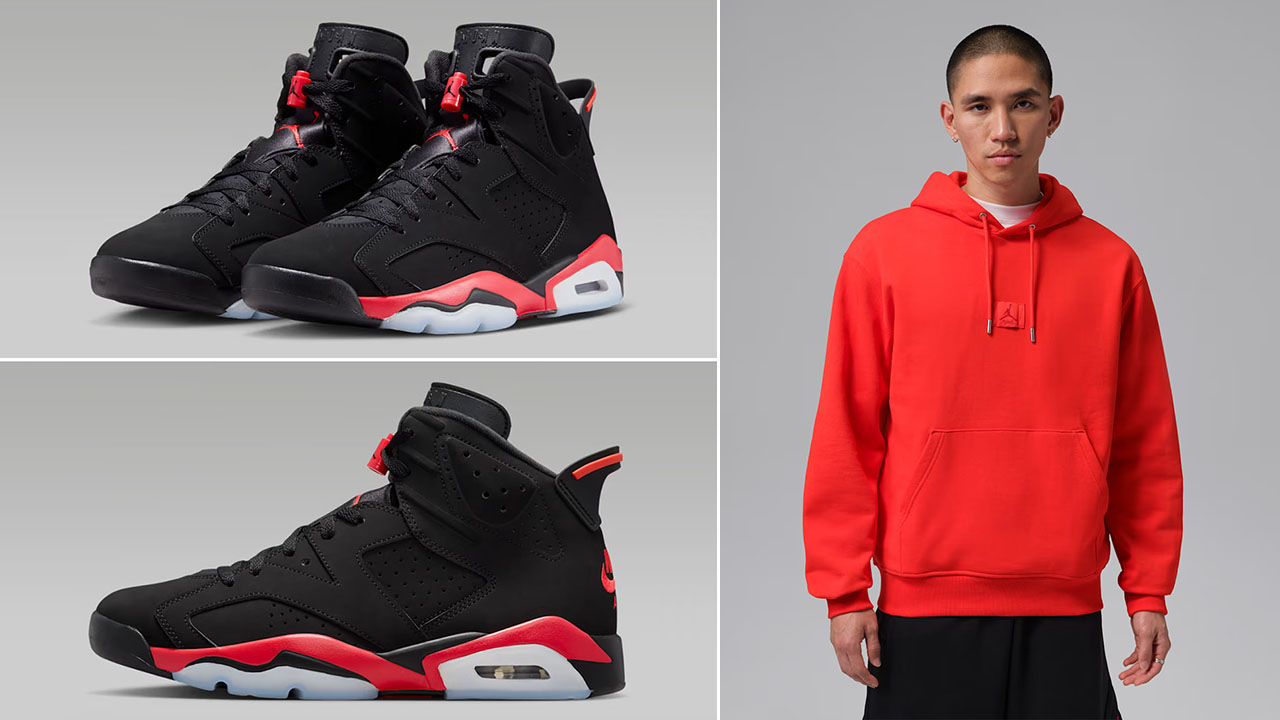 Air Jordan 6 Reverse Infrared Salesman x Jordan Flight Fleece Men's Pullover Hoodie and Pants