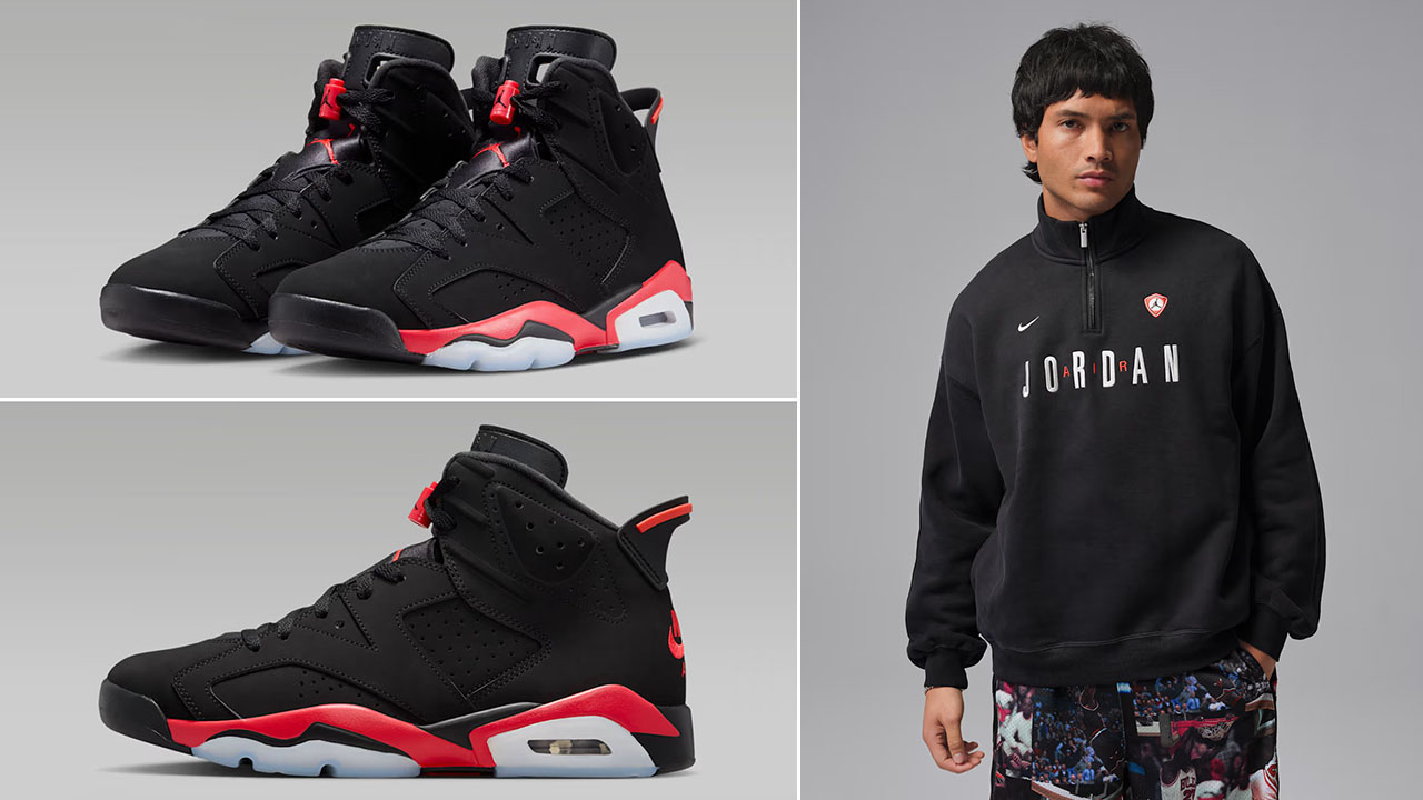 Air Jordan 6 Reverse Infrared Salesman x Jordan Flight Men's Graphic Fleece 1:4-Zip Top