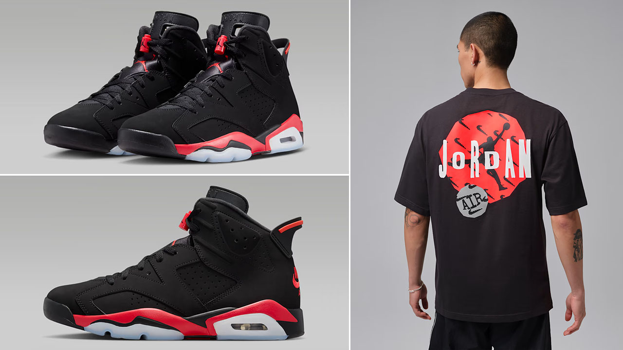 Air Jordan 6 Reverse Infrared Salesman x Jordan Men's Jumpman Swoosh Graphic T-Shirt Off Noir Infrared 23