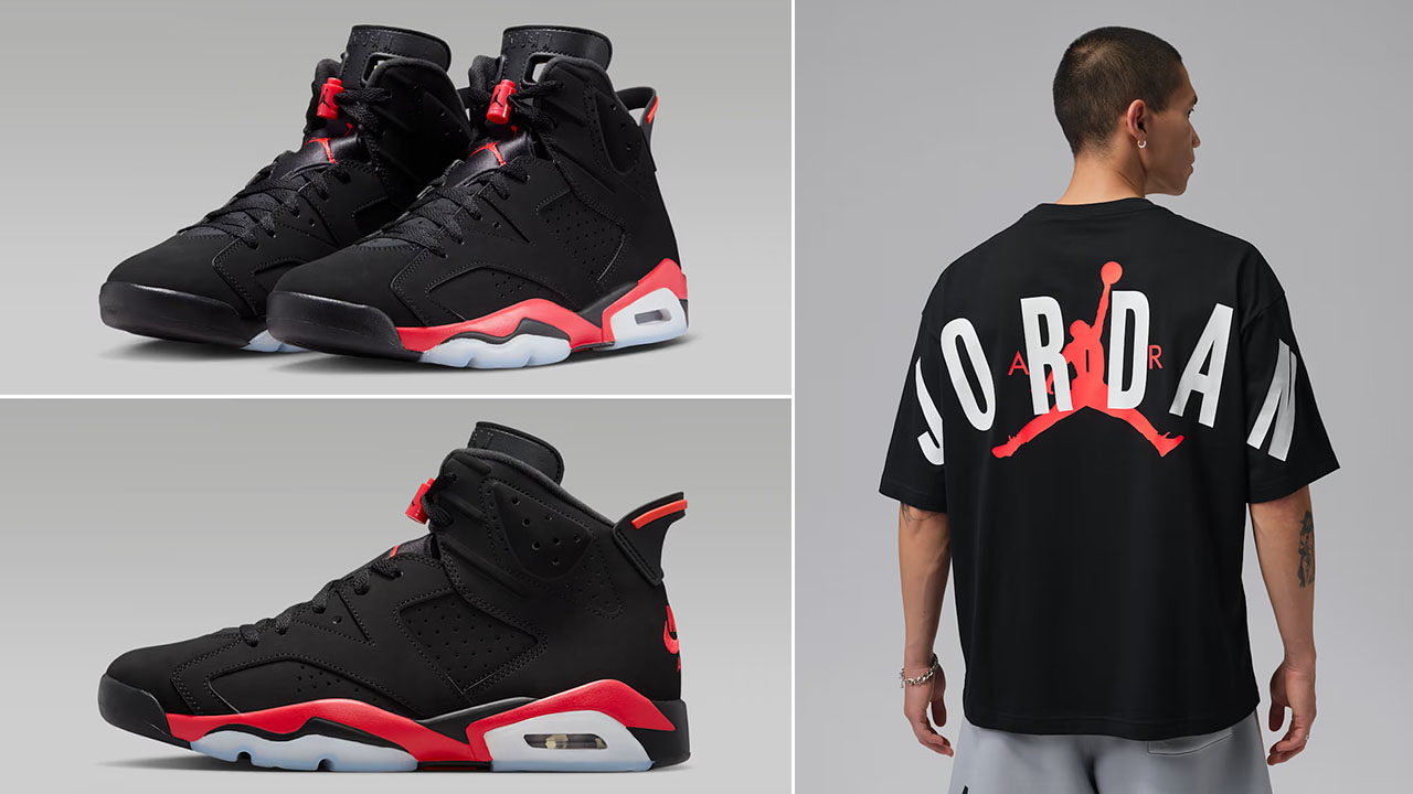 Air Jordan 6 Reverse Infrared Salesman x Jordan Men's Oversized Back Logo T-Shirt Black Infrared 23