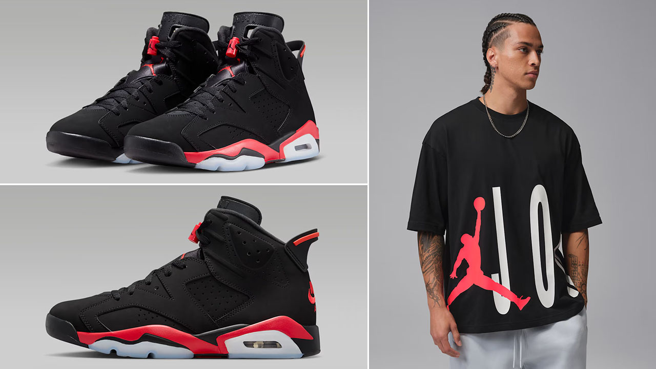 Air Jordan 6 Reverse Infrared Salesman x Jordan Men's Oversized Torso Logo T-Shirt Black Infrared 23
