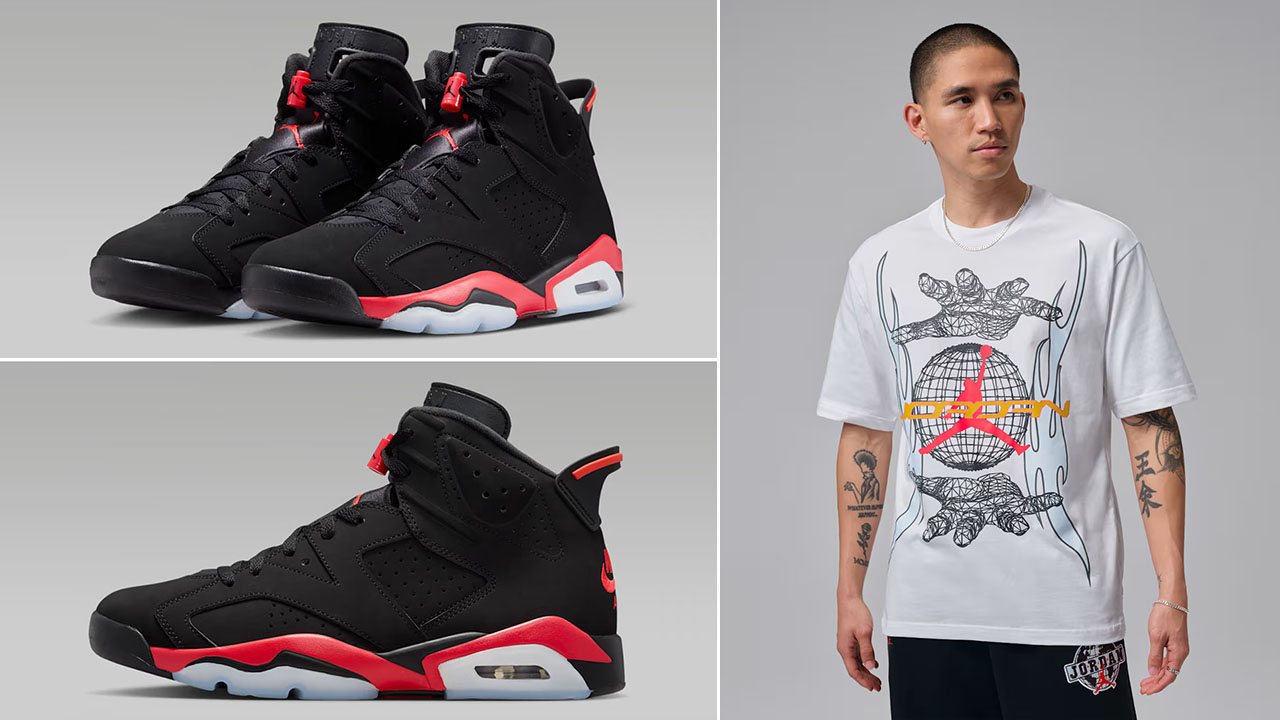 Air Jordan 6 Reverse Infrared Salesman x Jordan Men's Worldwide Graphic T-Shirt White Infrared 23