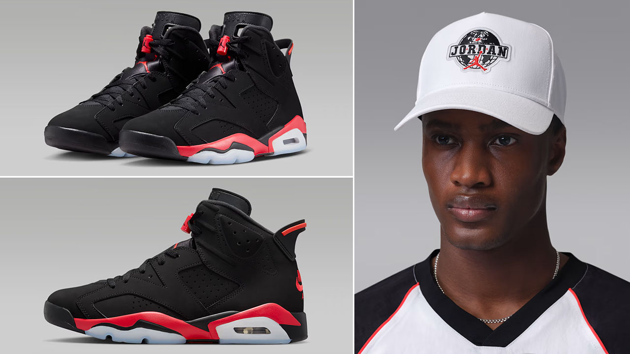 Air Jordan 6 Reverse Infrared Salesman x Jordan Rise Worldwide Snapback Hat White Infrared 23