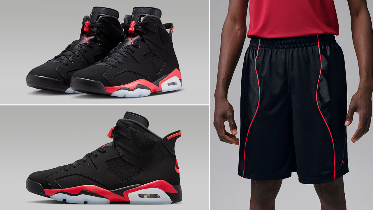 Air Jordan 6 Reverse Infrared Salesman x Jordan Sport Men's Dri-Fit Y2K Shorts Black Infrared 23