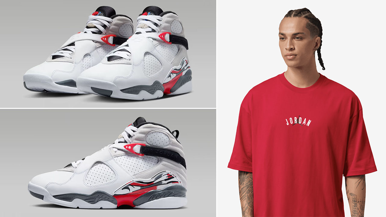 Air Jordan 8 Bugs Bunny 2025 x Jordan Back Stretch Mens Oversized Red T Shirt
