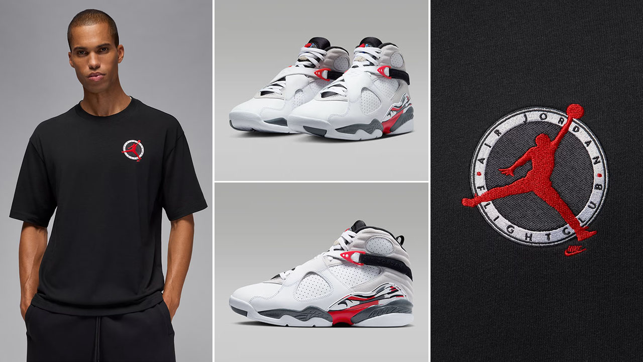 Air Jordan 8 Bugs Bunny 2025 x Jordan Flight Club Mens Black T Shirt