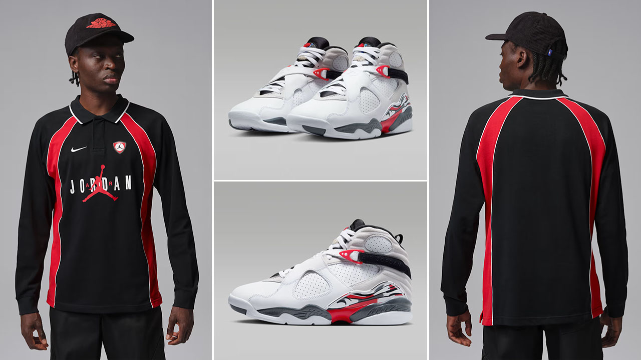 Air Jordan 8 Bugs Bunny 2025 x Jordan Flight Mens Long Sleeve Polo Jersey