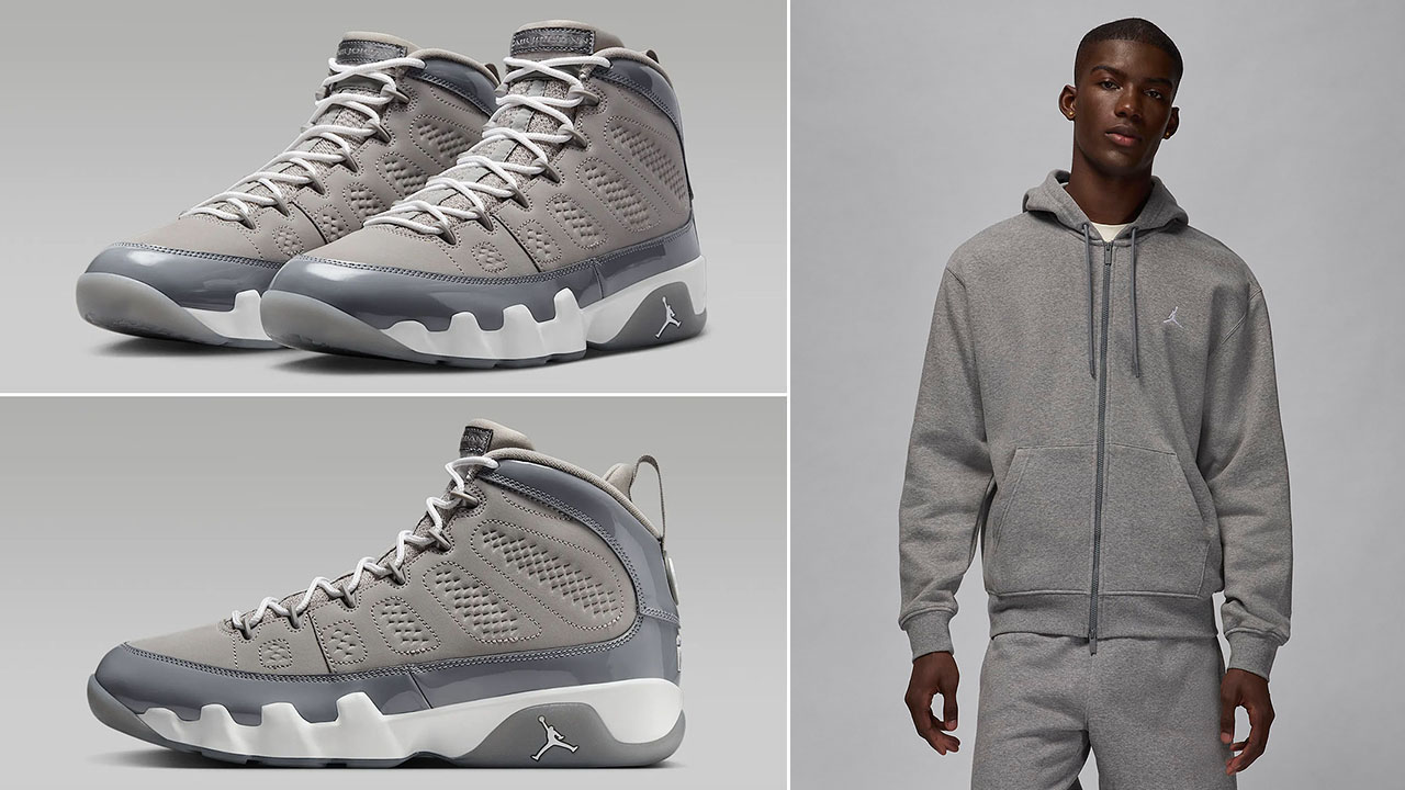 Air Jordan 9 Cool Grey 2025 Full Zip Hoodie Outfit