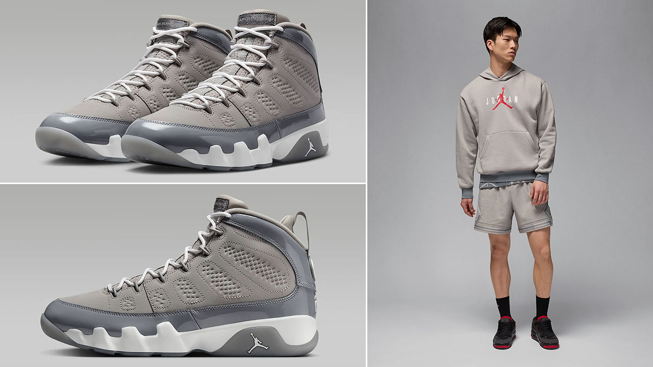 Air Jordan 9 Cool Grey 2025 Hoodie and Shorts Outfit