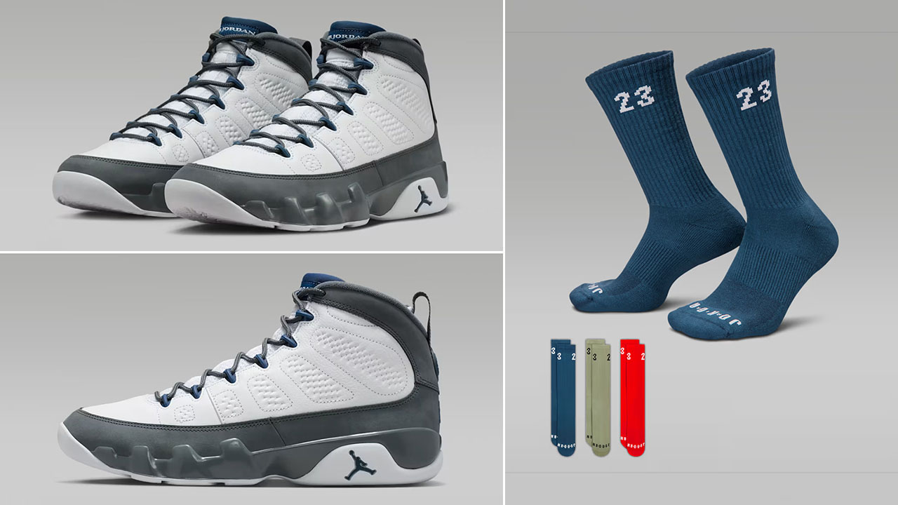 Air Jordan 9 Flint Grey 2026 x Jordan Essentials Crew Socks
