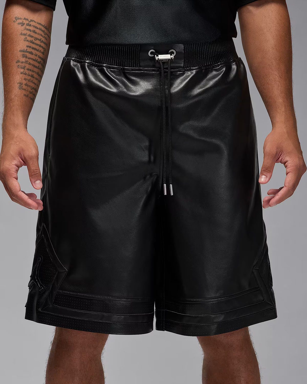 Air Jordan Mens Faux Leather Black Shorts 1