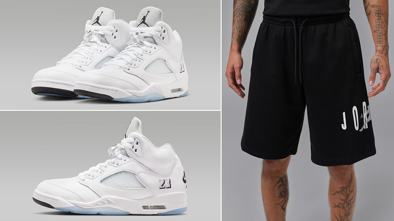 Air jordan 5 White Metallic 2026 x Jordan Brooklyn Stretch Fleece Black Shorts to Match Sneakers