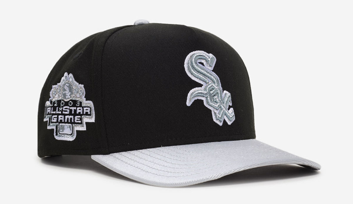 Chicago White Sox New Era A Frame Snapback Hat Black White Metallic Silver