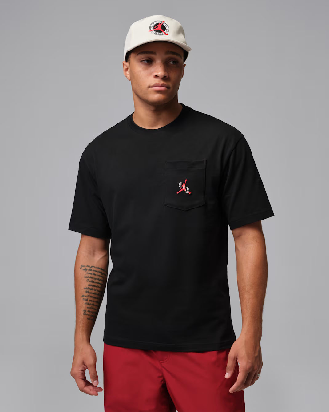 Jordan Air Mens Pocket T Shirt Black Gym Red 1
