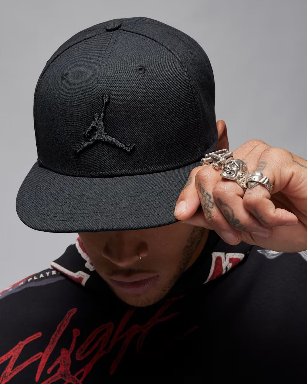 Jordan Black Cat Jumpman Snapback Hat 1