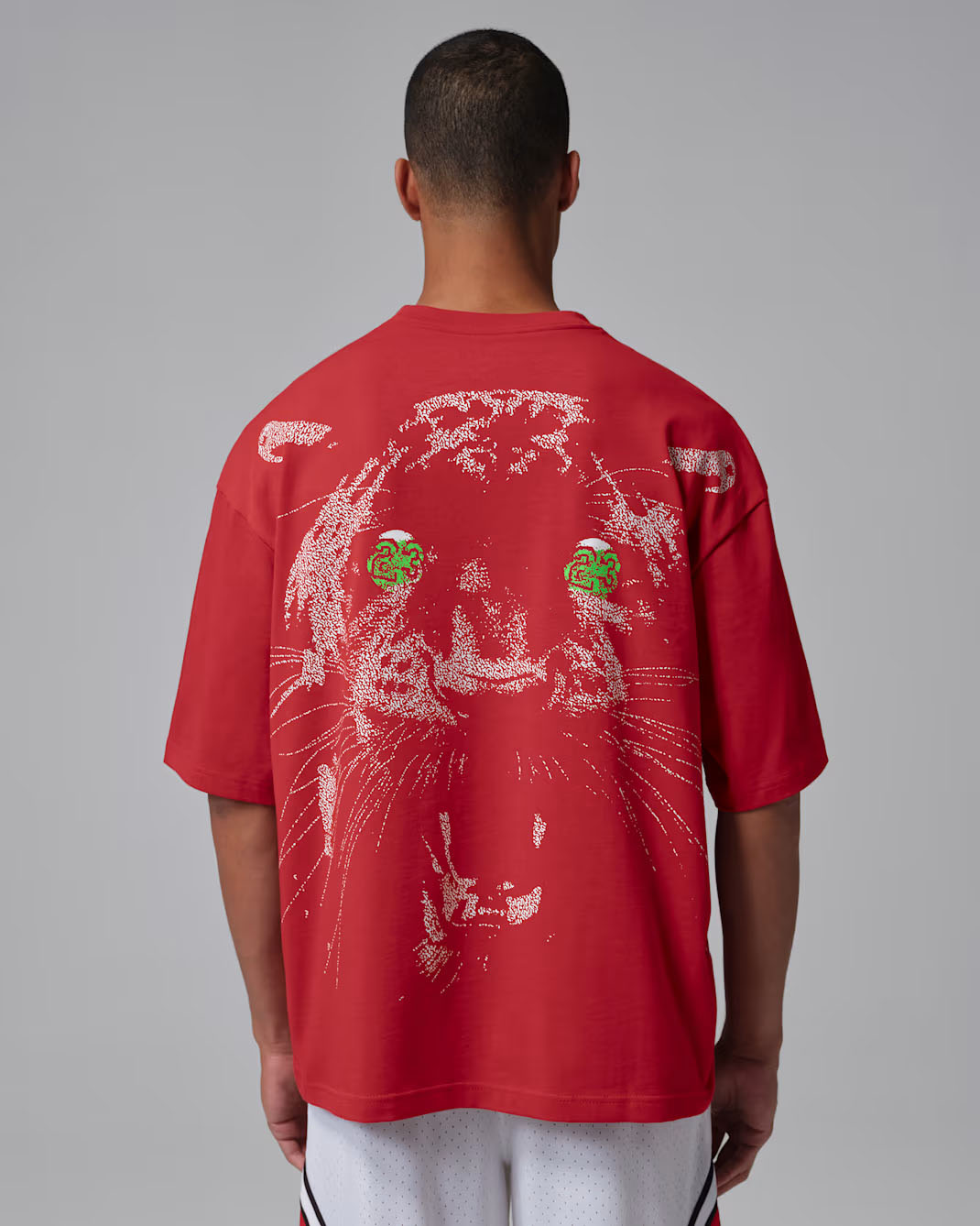 Jordan Black Cat Mens Oversized T Shirt Red 2