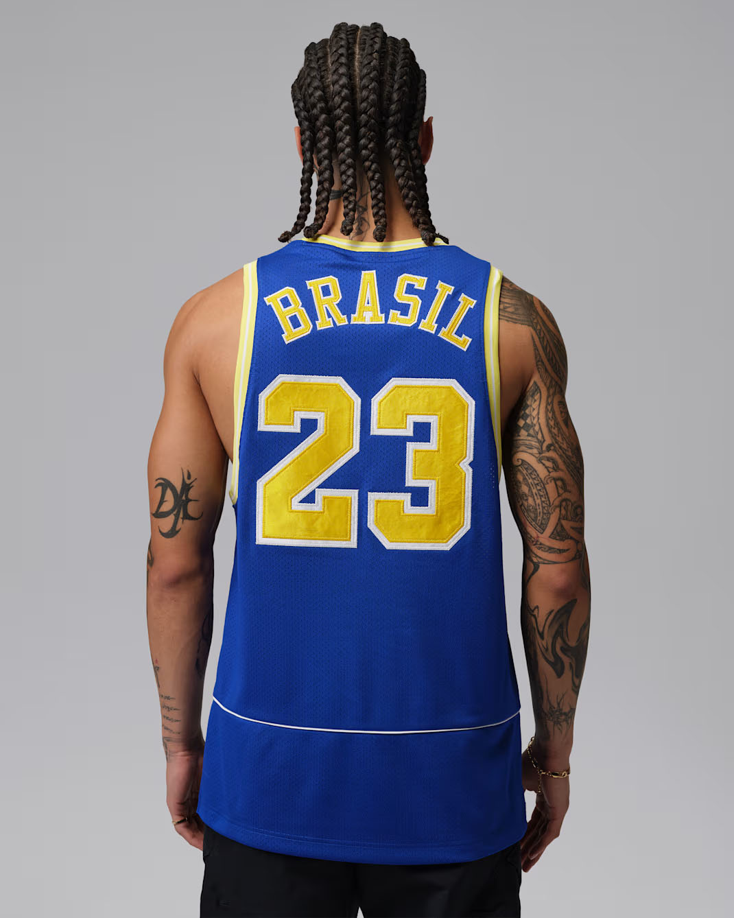 Jordan Brazil Essentials Men's Mesh Sleeveless Jersey Royal Blue Yellow 2