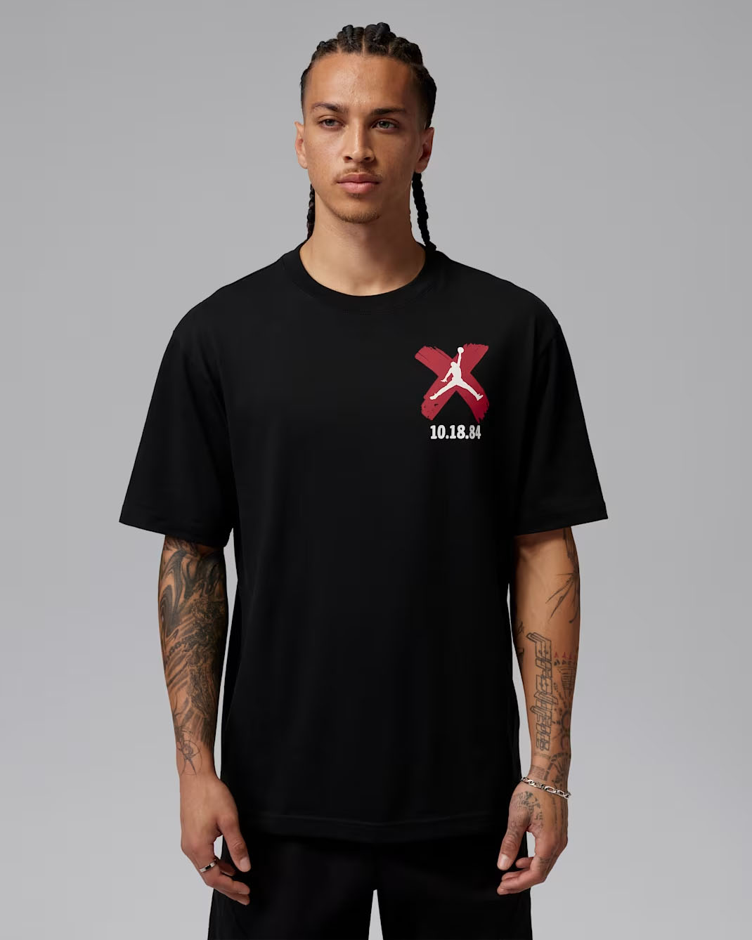 Jordan Brooklyn Banned Air Jordan 1 Men's T-Shirt Black Red White 1