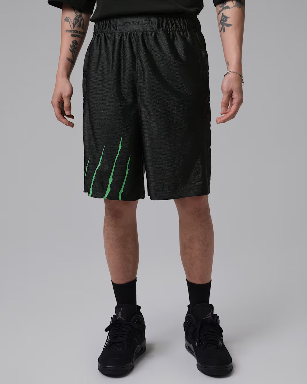 Jordan Brooklyn Cat Scratch Men's Black Cat Shorts Black Scream Green 1
