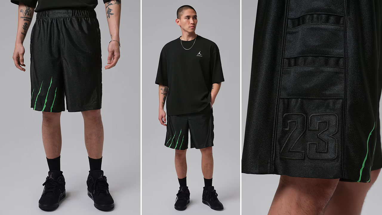 Jordan Brooklyn Cat Scratch Men's Black Cat Shorts Black Scream Green