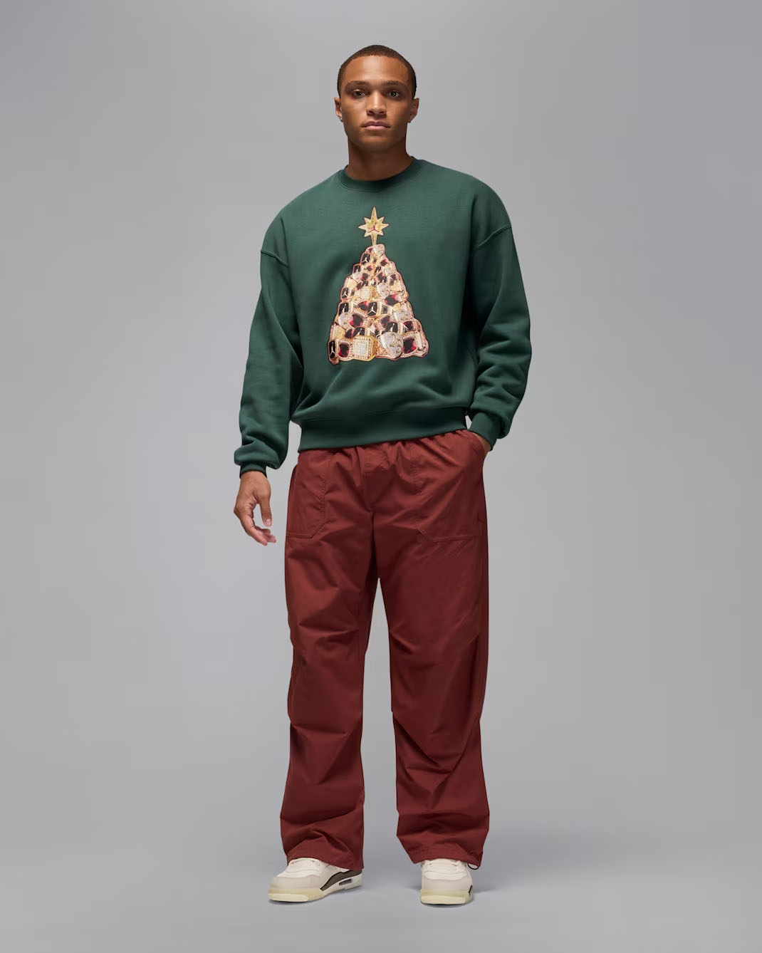 Jordan Brooklyn Fleece Mens Holiday 2025 Crew Neck Sweatshirt Midnight Green