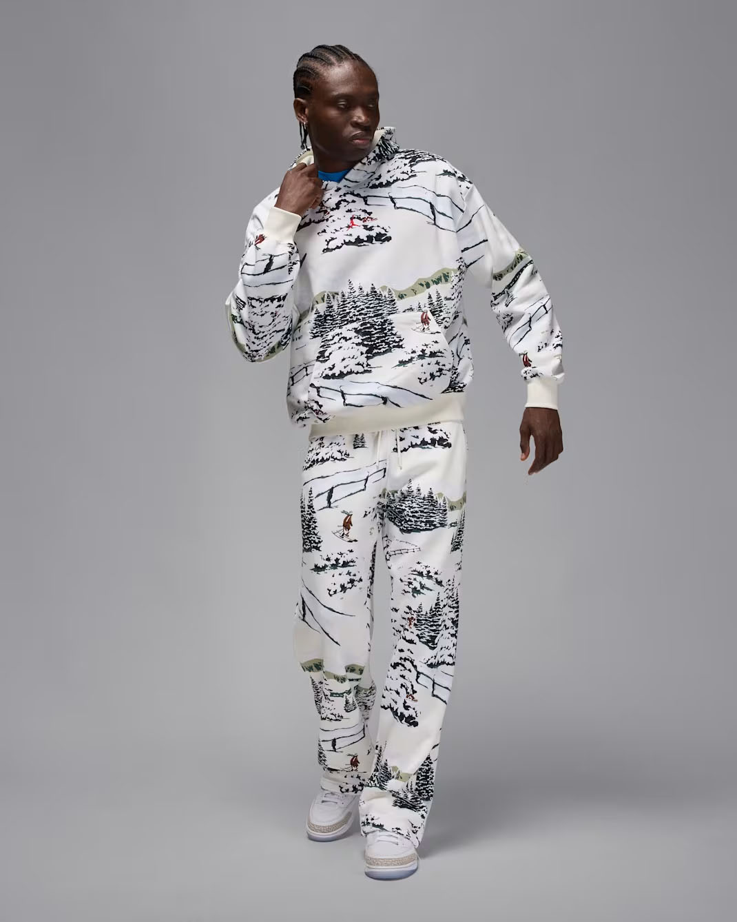 Jordan Brooklyn Fleece Mens Holiday Mountainside Pullover Hoodie and Pants Sail