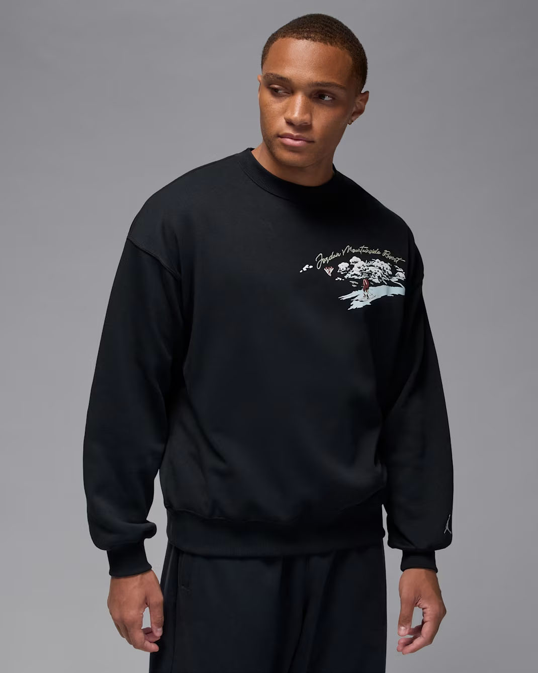 Jordan Brooklyn Fleece Mens Mountainside Crew Neck Sweatshirt Black 1
