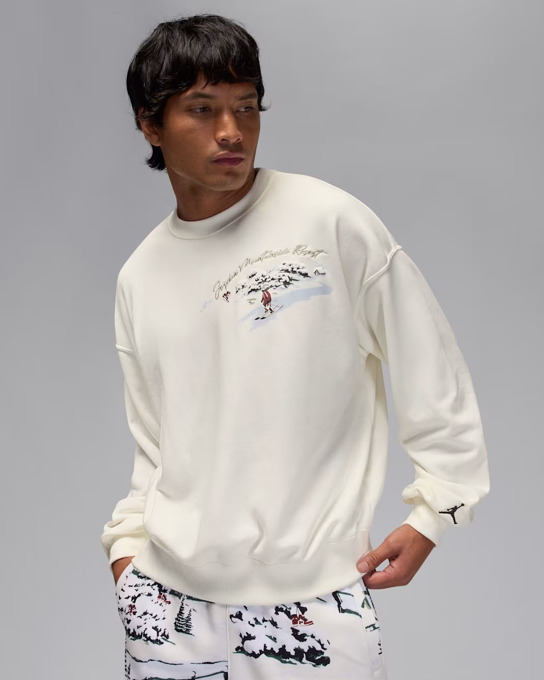 Jordan Brooklyn Fleece Mens Mountainside Crew Neck Sweatshirt Sail 1