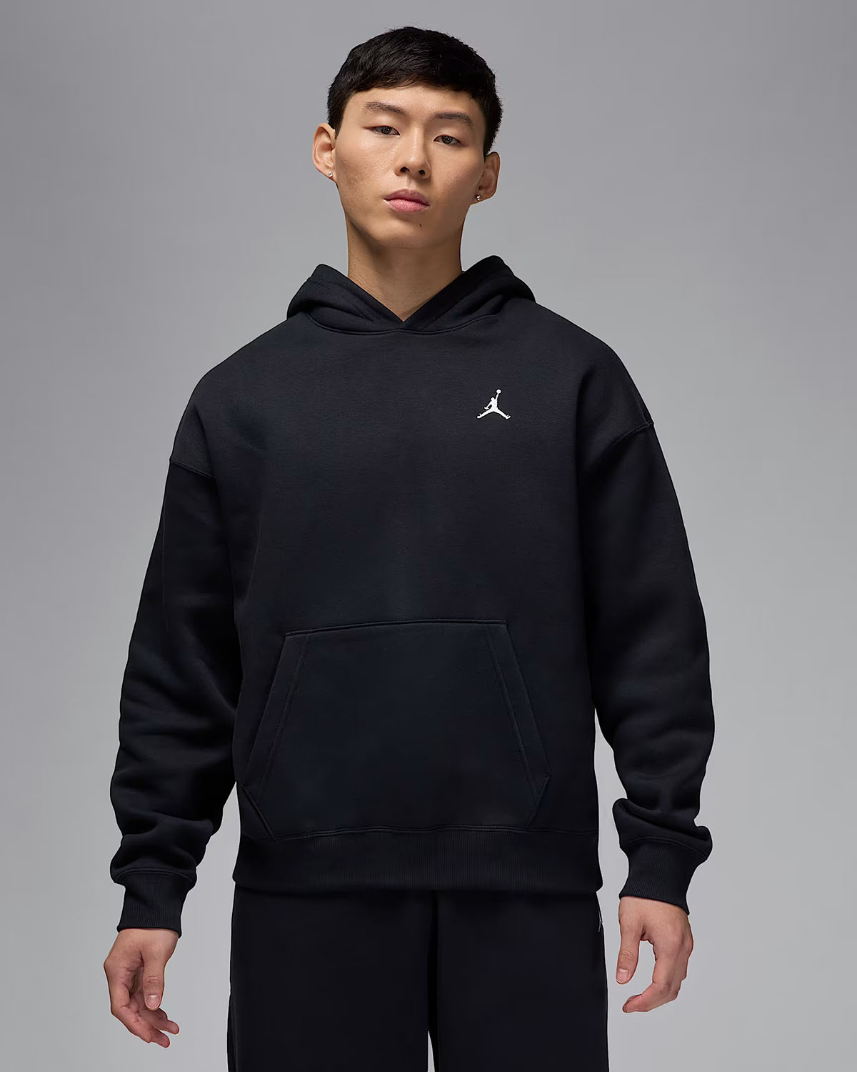 Jordan Brooklyn Fleece Mens Oversized Pullover Hoodie Black Sail