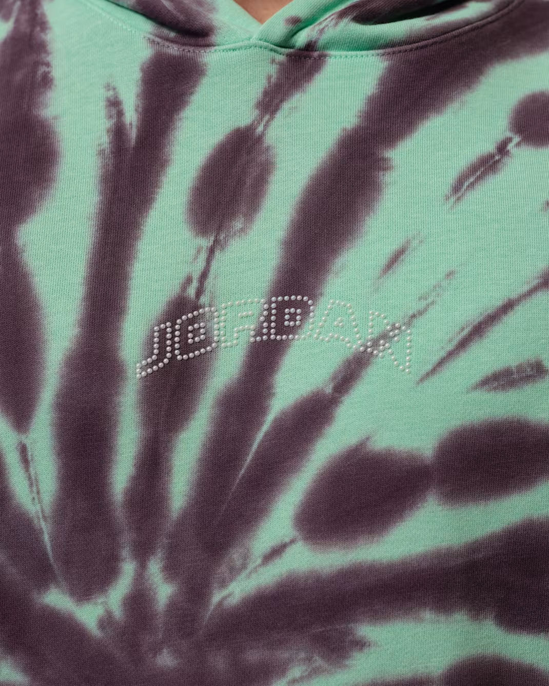 Jordan Brooklyn Fleece Men's Tie-Dye Pullover Festival Hoodie Green Glow Burgundy Ash Pale Ivory 2