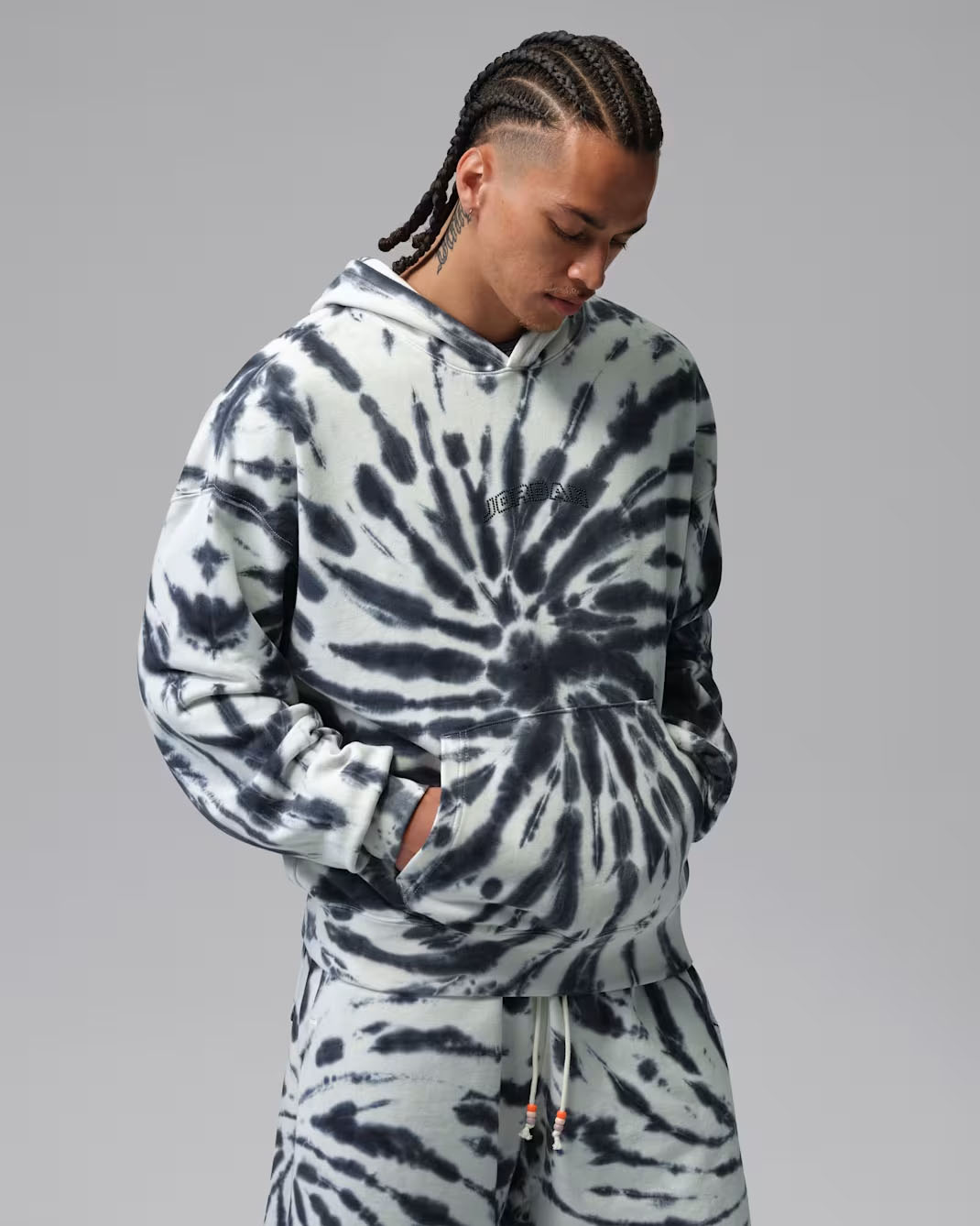Jordan Brooklyn Fleece Men's Tie-Dye Pullover Festival Hoodie Sail Off Noir Black 1