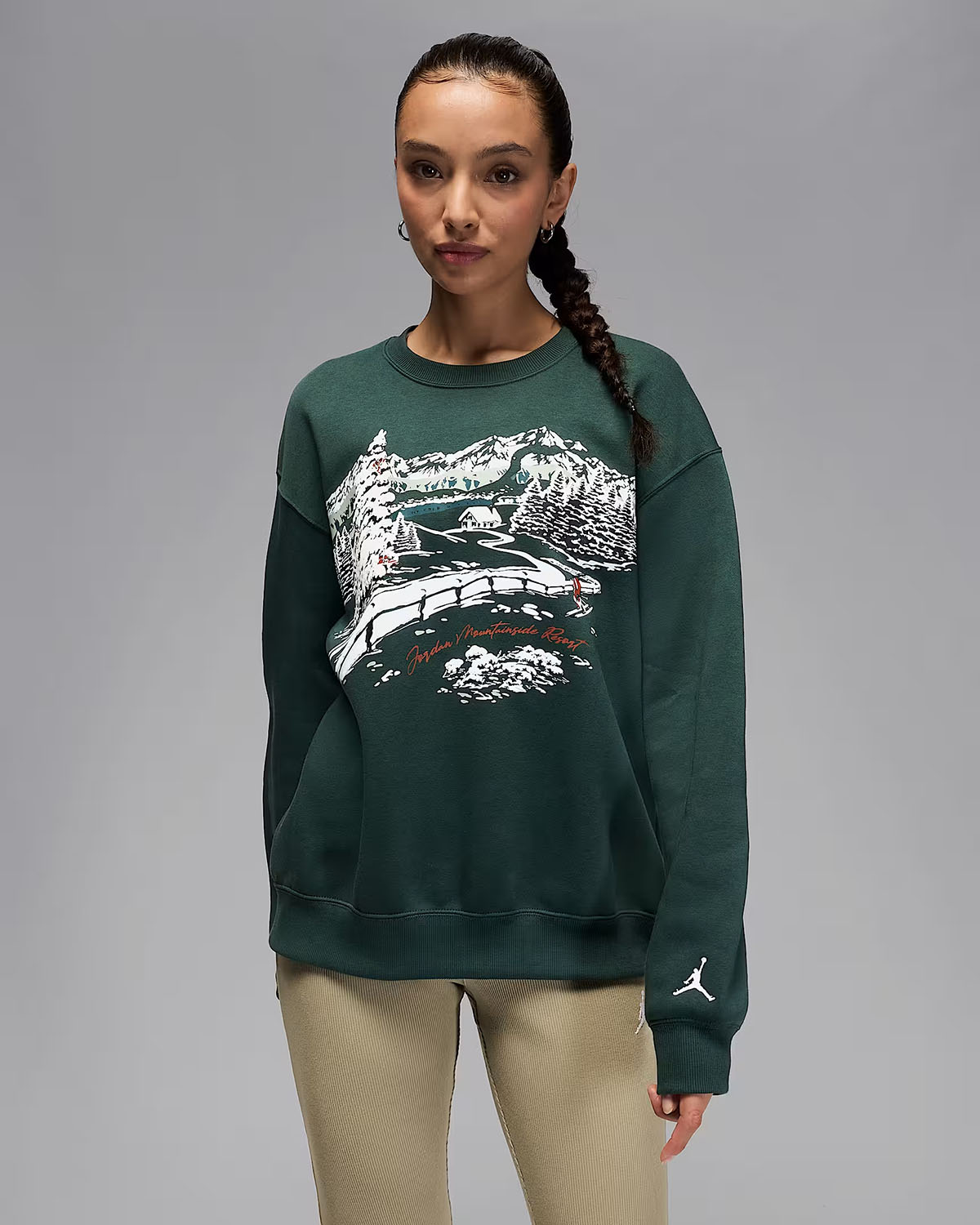Jordan Brooklyn Fleece Womens Holiday 2025 Crew Neck Sweatshirt Midnight Green